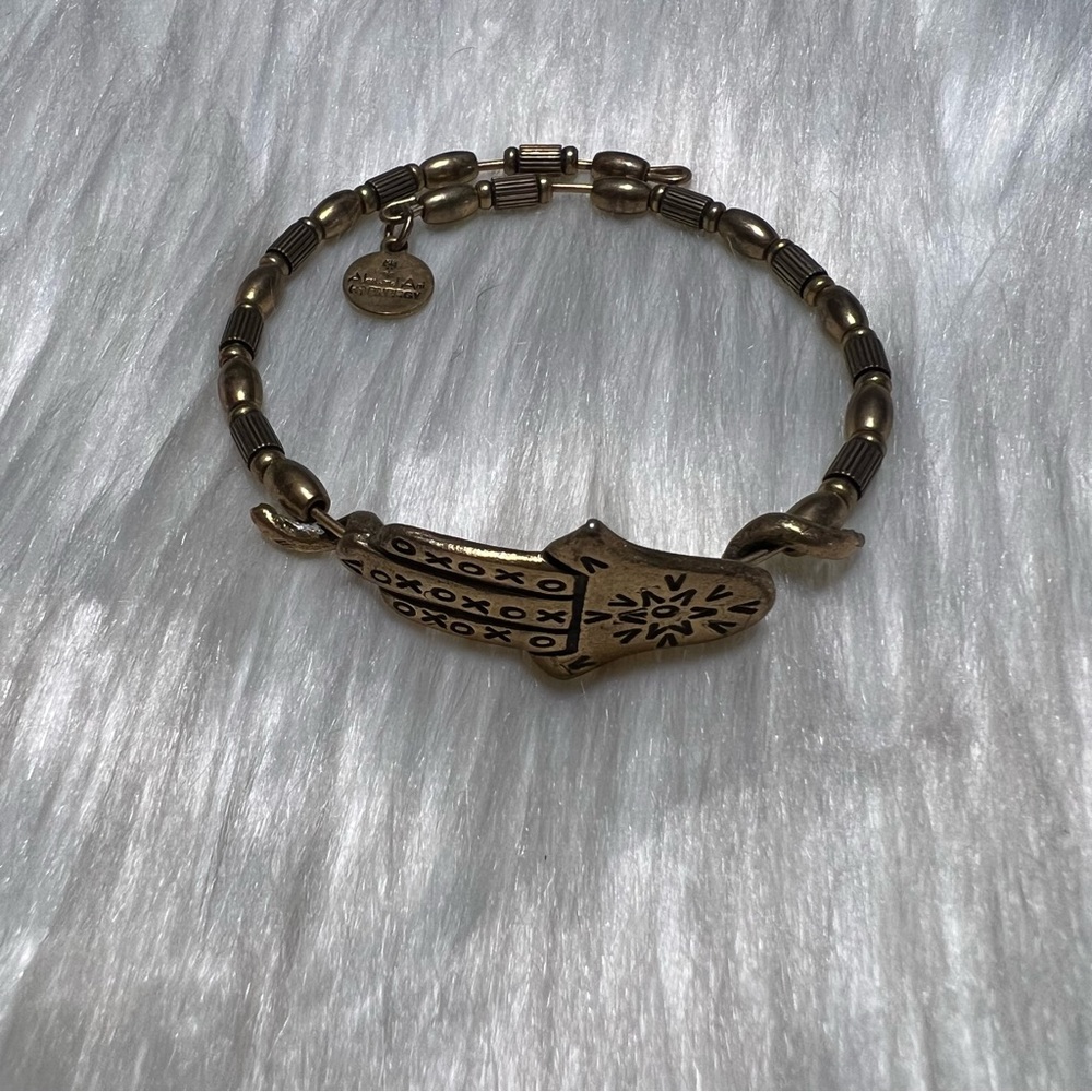 Alex and Ani Rafaelian Gold Hamsa Horizontal Wrap Bangle Bracelet